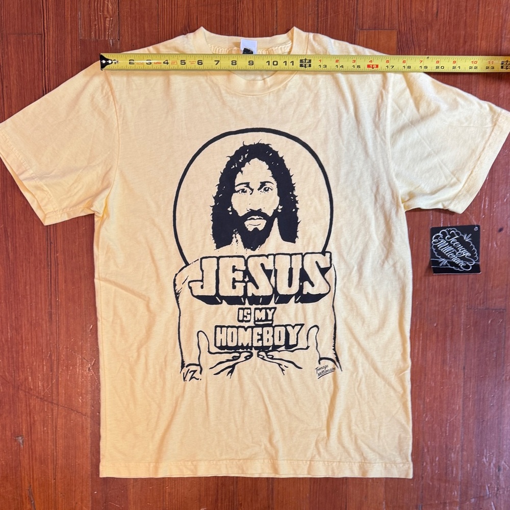 Graphic 'Jesus Is My Homeboy' Short Sleeve T-Shirt - Cream - Picture 10 of 11
